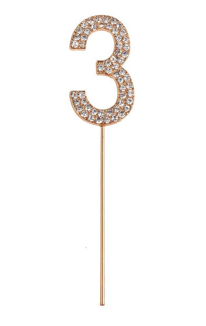 Rhinestone Number Cake Topper