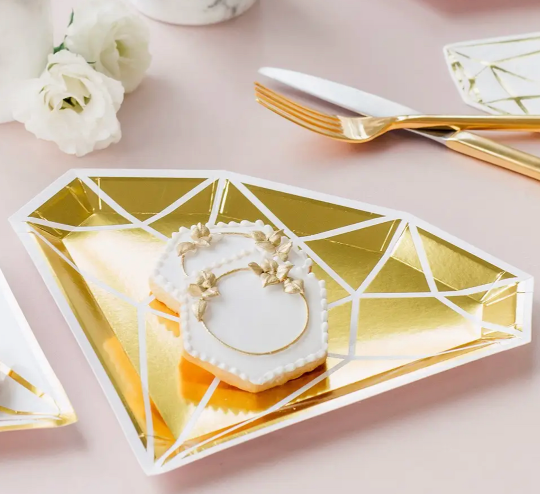 Diamond Disposable Paper Party Plates - Set Of 8