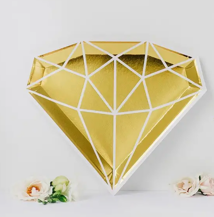 Diamond Disposable Paper Party Plates - Set Of 8