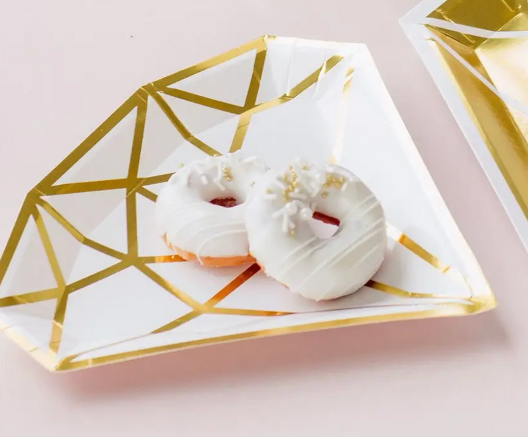 Diamond Disposable Paper Party Plates - Set Of 8