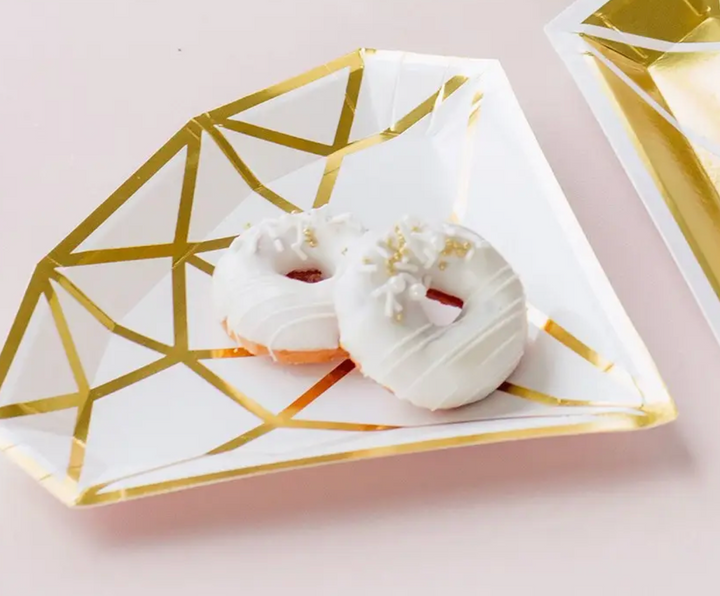 Diamond Disposable Paper Party Plates - Set Of 8