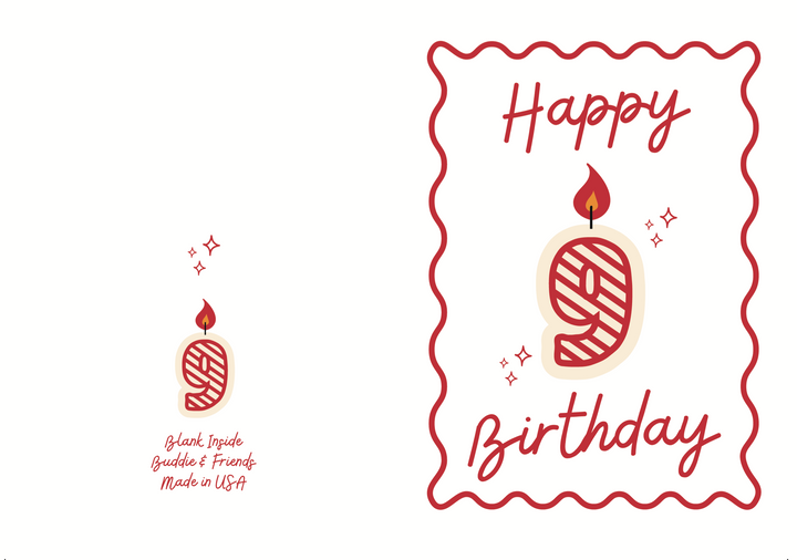 9 Candle Birthday Card