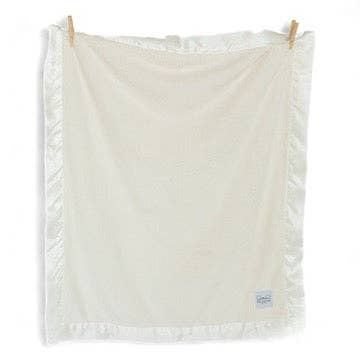 Ivory Baby Blanket with Satin Trim in Luxe