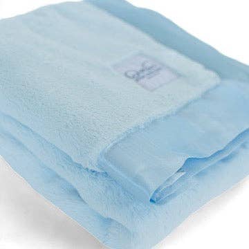 Blue Baby Blanket with Satin Trim in Luxe
