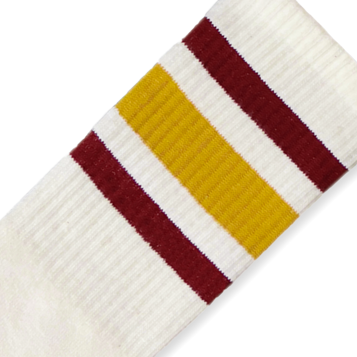 Adult L/XL Red and Brass Striped Socks