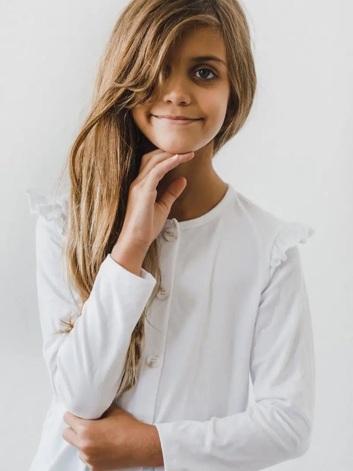 White Ruffle Cardigan