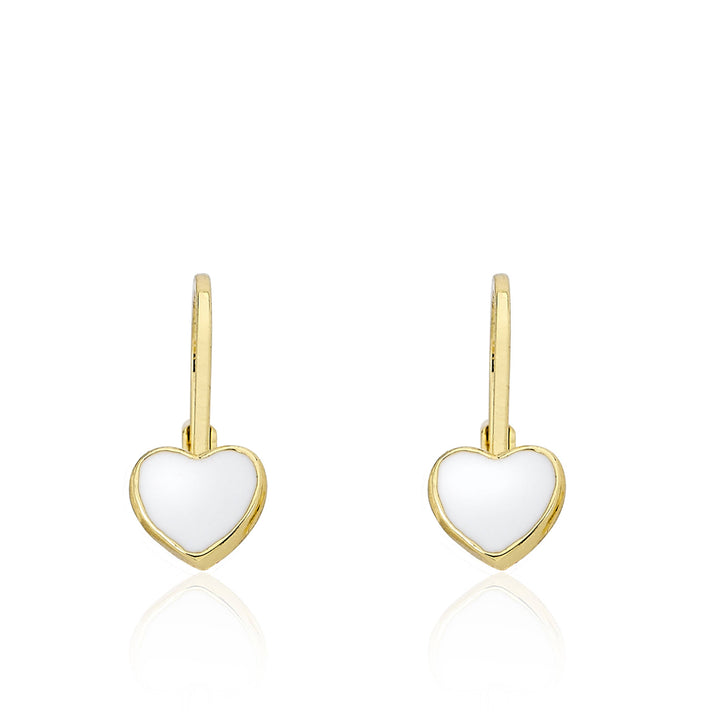 Enamel Heart Earring: White