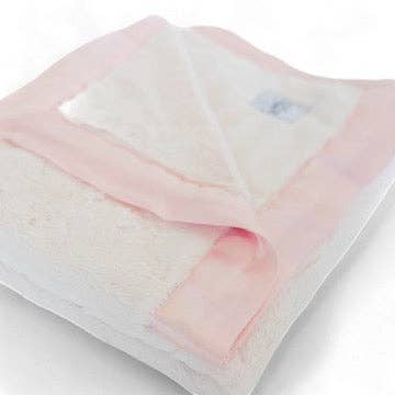 Pink Luxury Baby Blanket with Satin Trim in Luxe