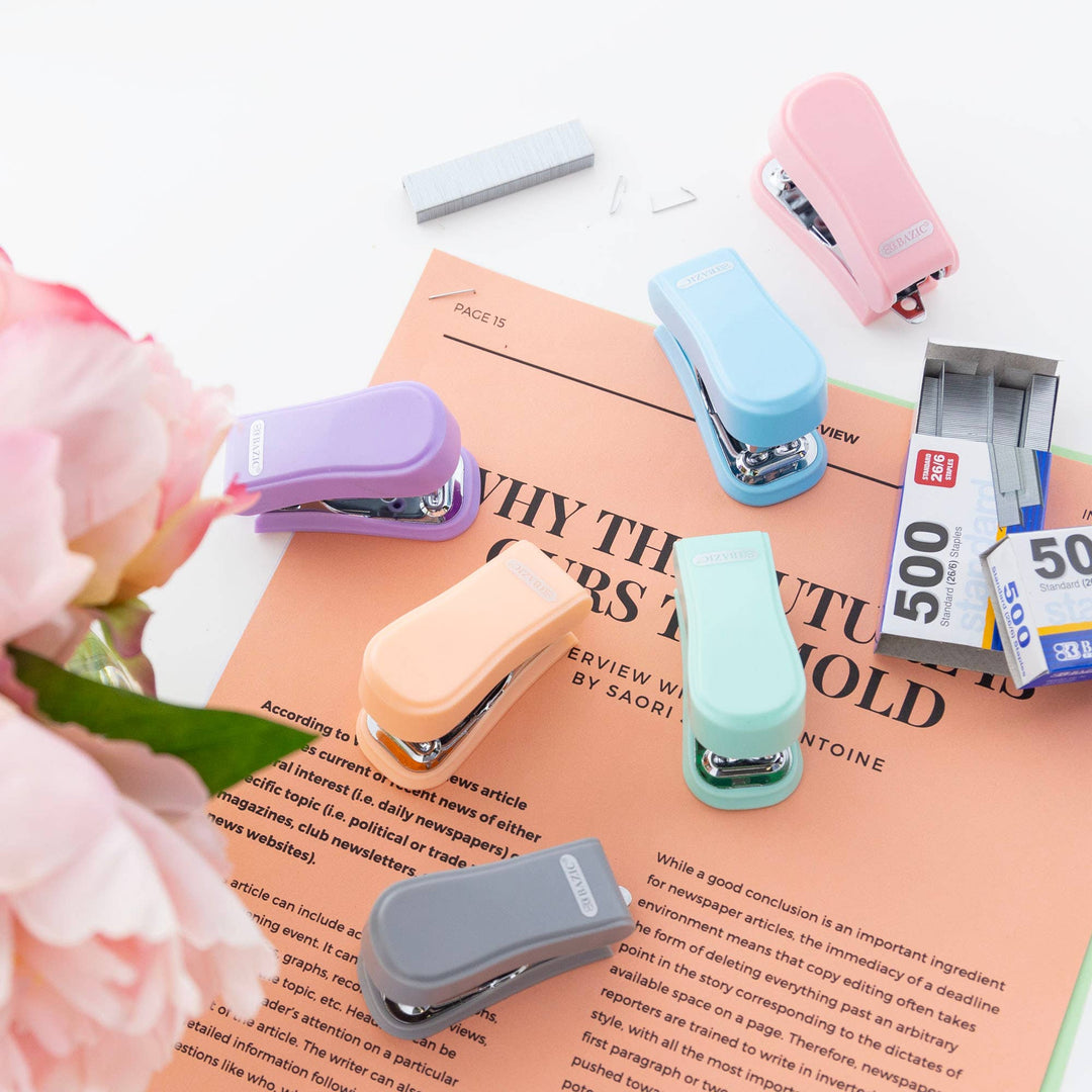 Mini Pastel Stapler, Standard 26/6, with 500 Staples