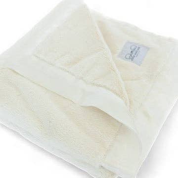 Ivory Baby Blanket with Satin Trim in Luxe