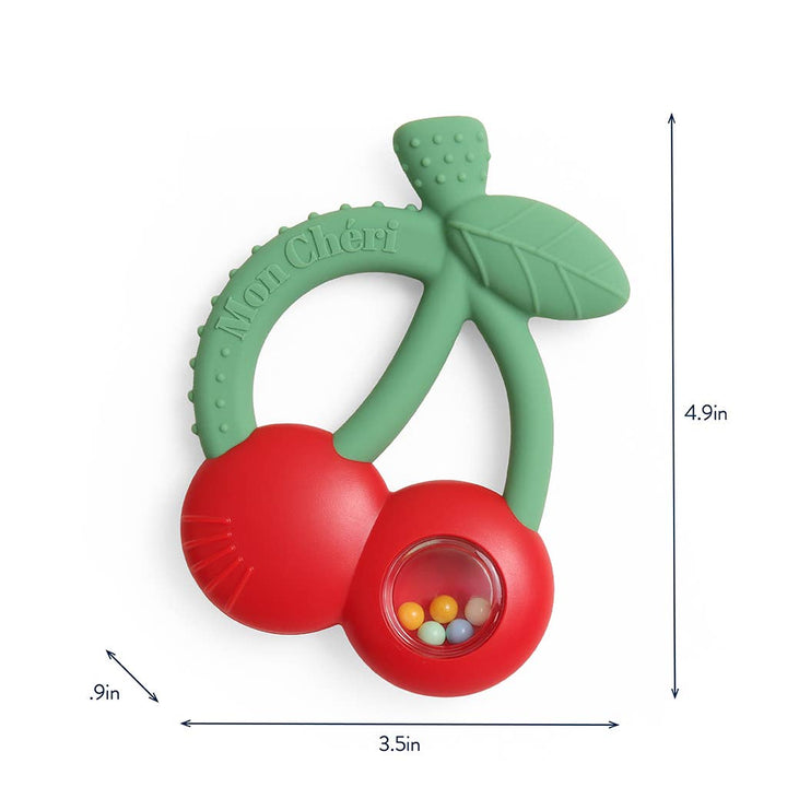 Silicone Teether with Rattle: Cherries