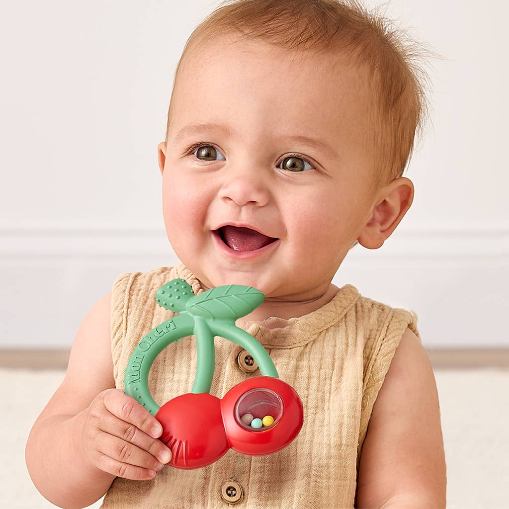 Silicone Teether with Rattle: Cherries