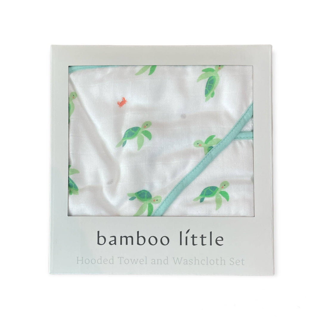 Hooded Towel and Washcloth Set - Turtle
