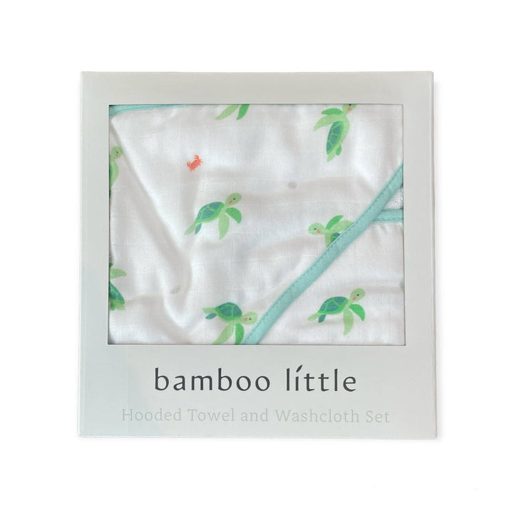 Hooded Towel and Washcloth Set - Turtle