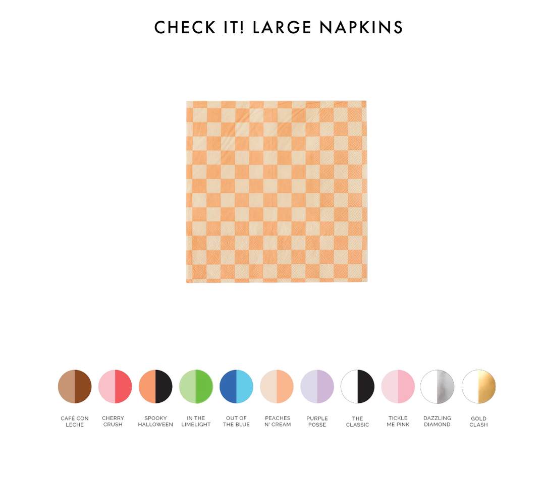 Check Cocktail Napkins - 20 Pk Purple Posse