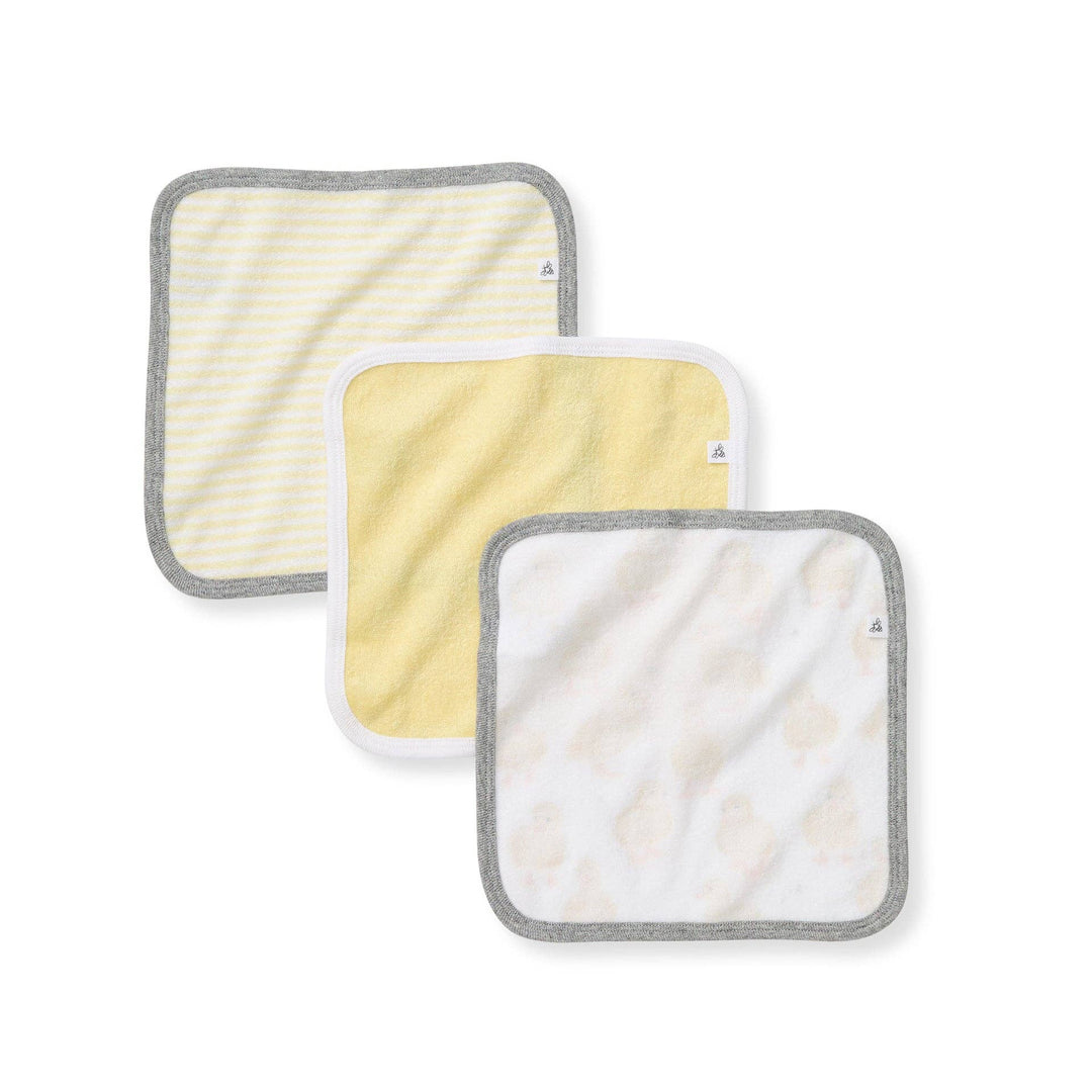 Little Ducks Organic Cotton Washcloths 3 Pack: Double Cream / One Size