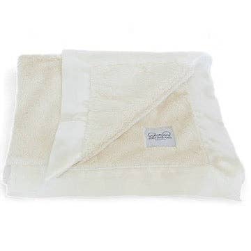 Ivory Baby Blanket with Satin Trim in Luxe