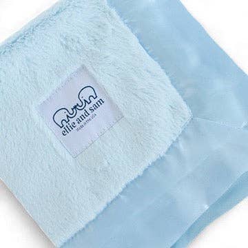 Blue Luxury Baby Lovey with Satin Trim in Luxe