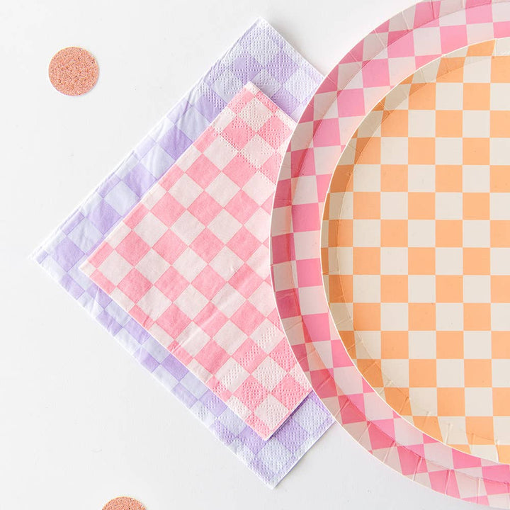 Check Cocktail Napkins - 20 Pk Purple Posse