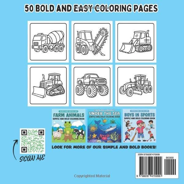 Trucks & Tractors: Simple and Easy Coloring Book