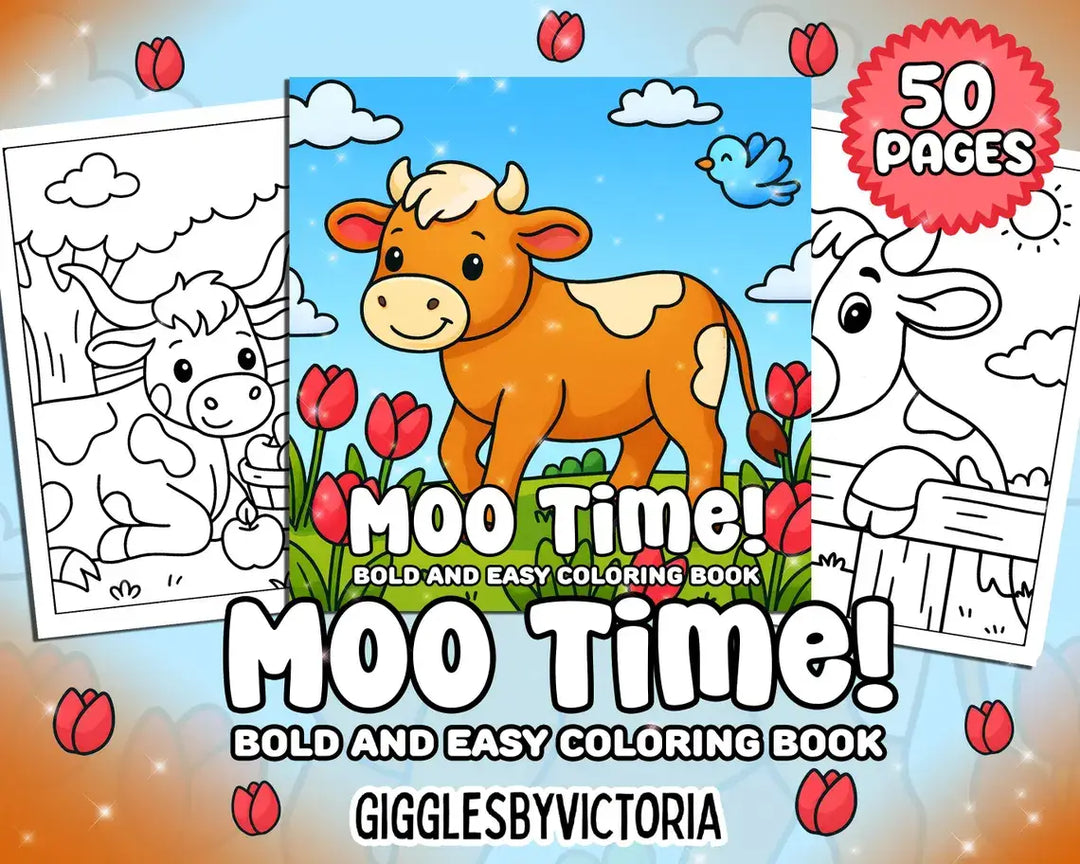 Moo Time Bold and Easy Coloring Book