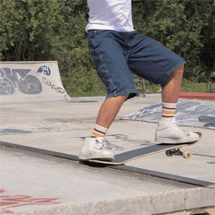 Adult L/XL Red and Brass Striped Socks
