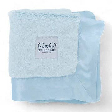 Blue Luxury Baby Lovey with Satin Trim in Luxe