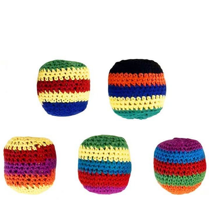 Set of six colorful crocheted items on a white background with 'RANDOM' text below.