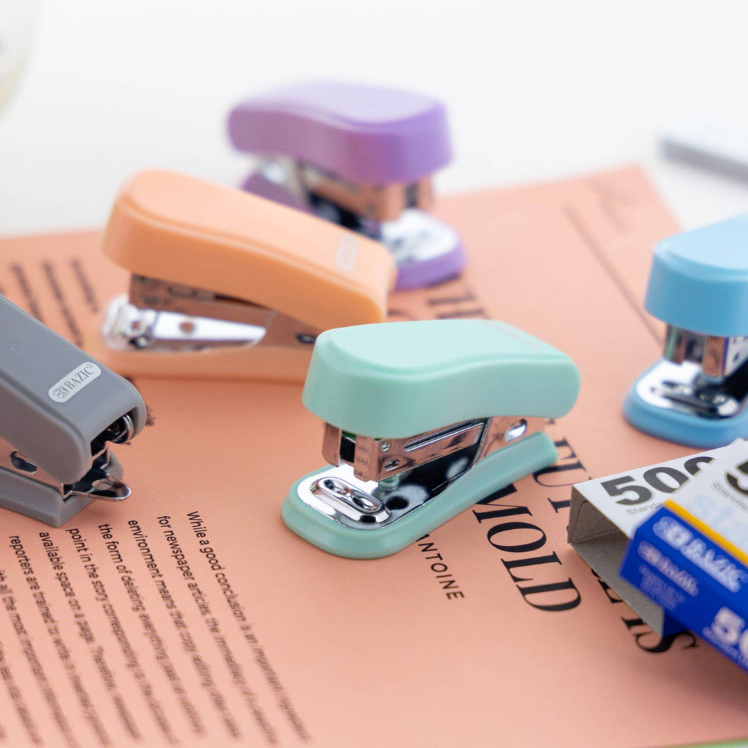 Mini Pastel Stapler, Standard 26/6, with 500 Staples