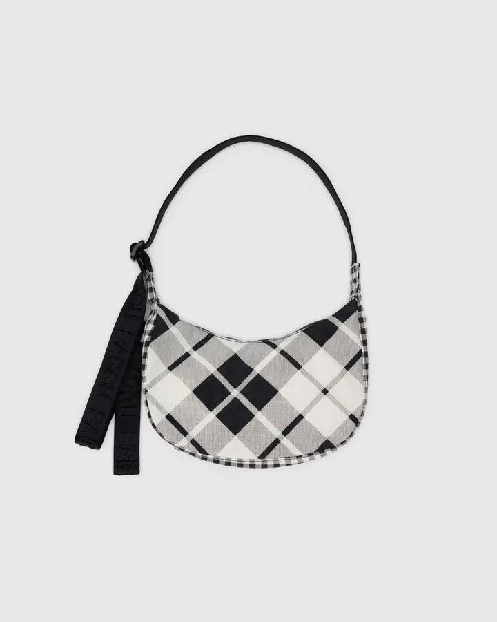 Small Nylon Crescent Bag - Mixed Plaid