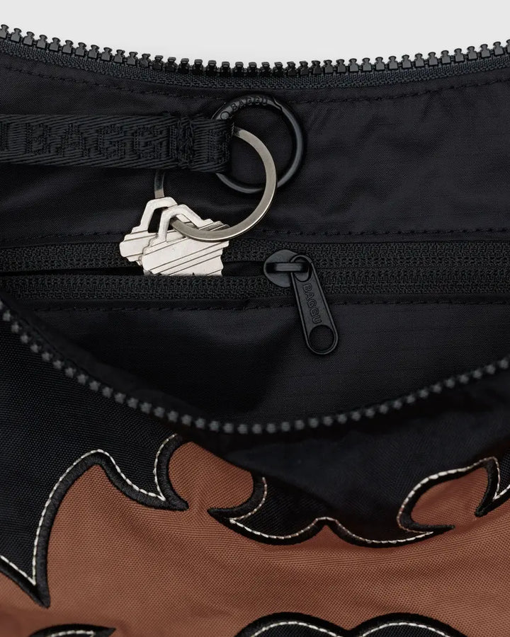 Medium Nylon Crescent Bag - Western Applique