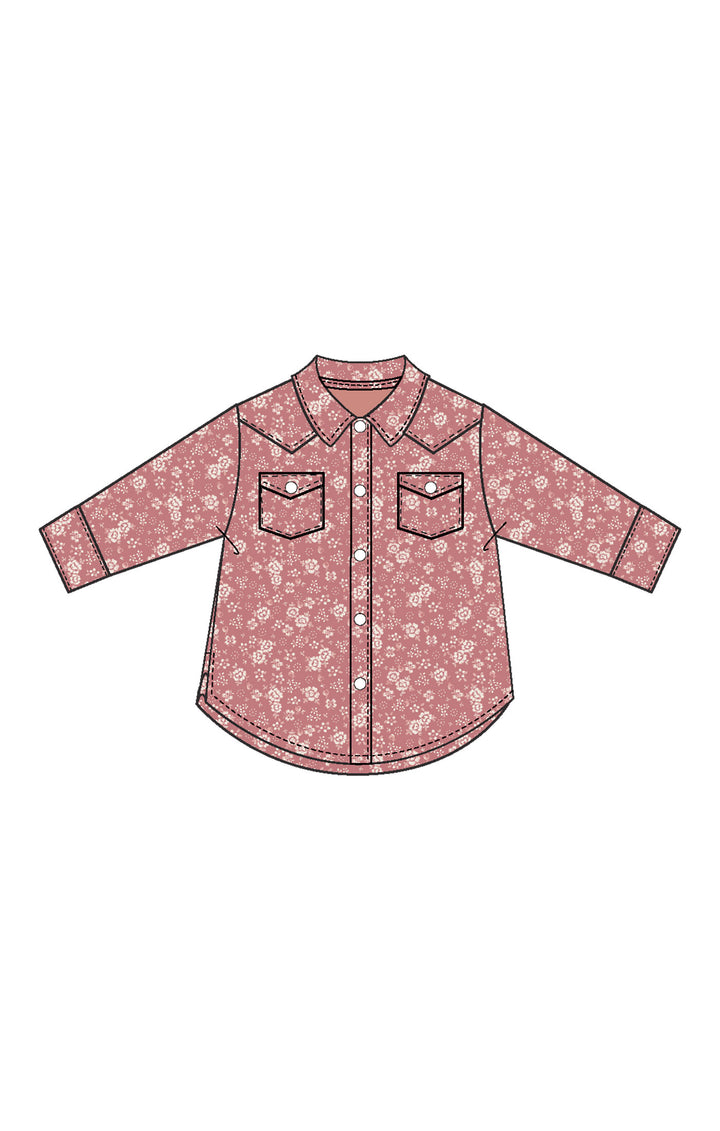 Bandana Floral Western Pearl Snap Shirt