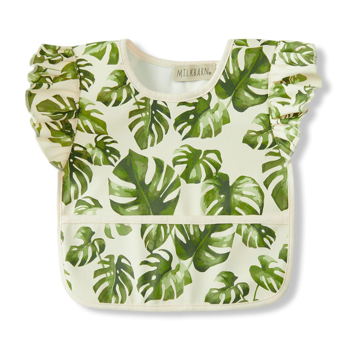 Green Leaf Ruffle Pocket Bib