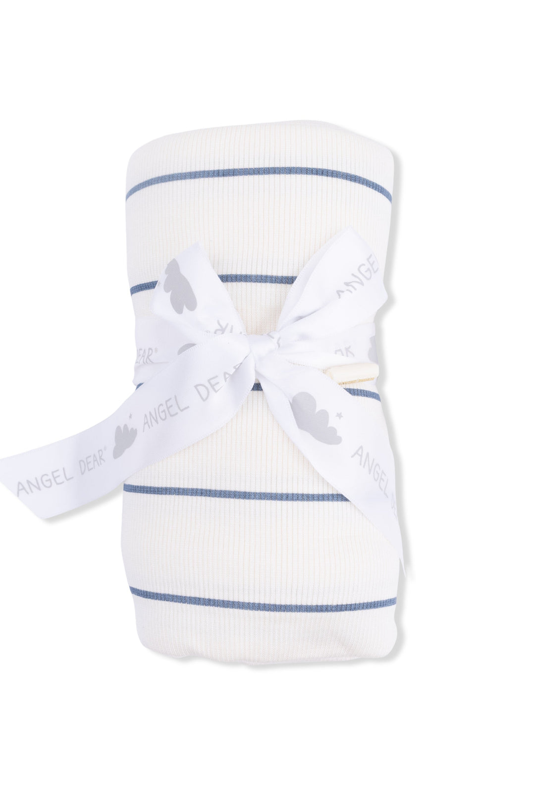 Ribbed Blue stripe rolled blanket with ribbon 