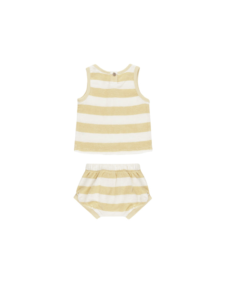 Yellow Stripe Terry Tank and Short Set