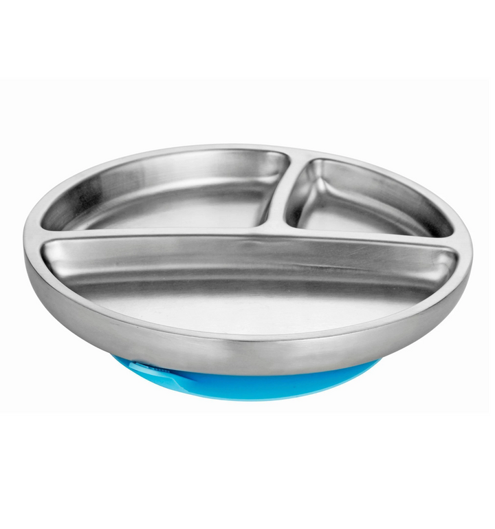 Stainless Steel Suction Toddler Divided Plate w/Colored Suction