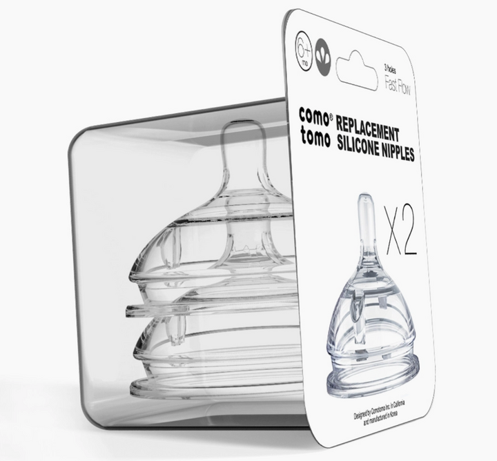 Comotomo Baby Bottle Silicone Replacement Nipples (2 Pack)
